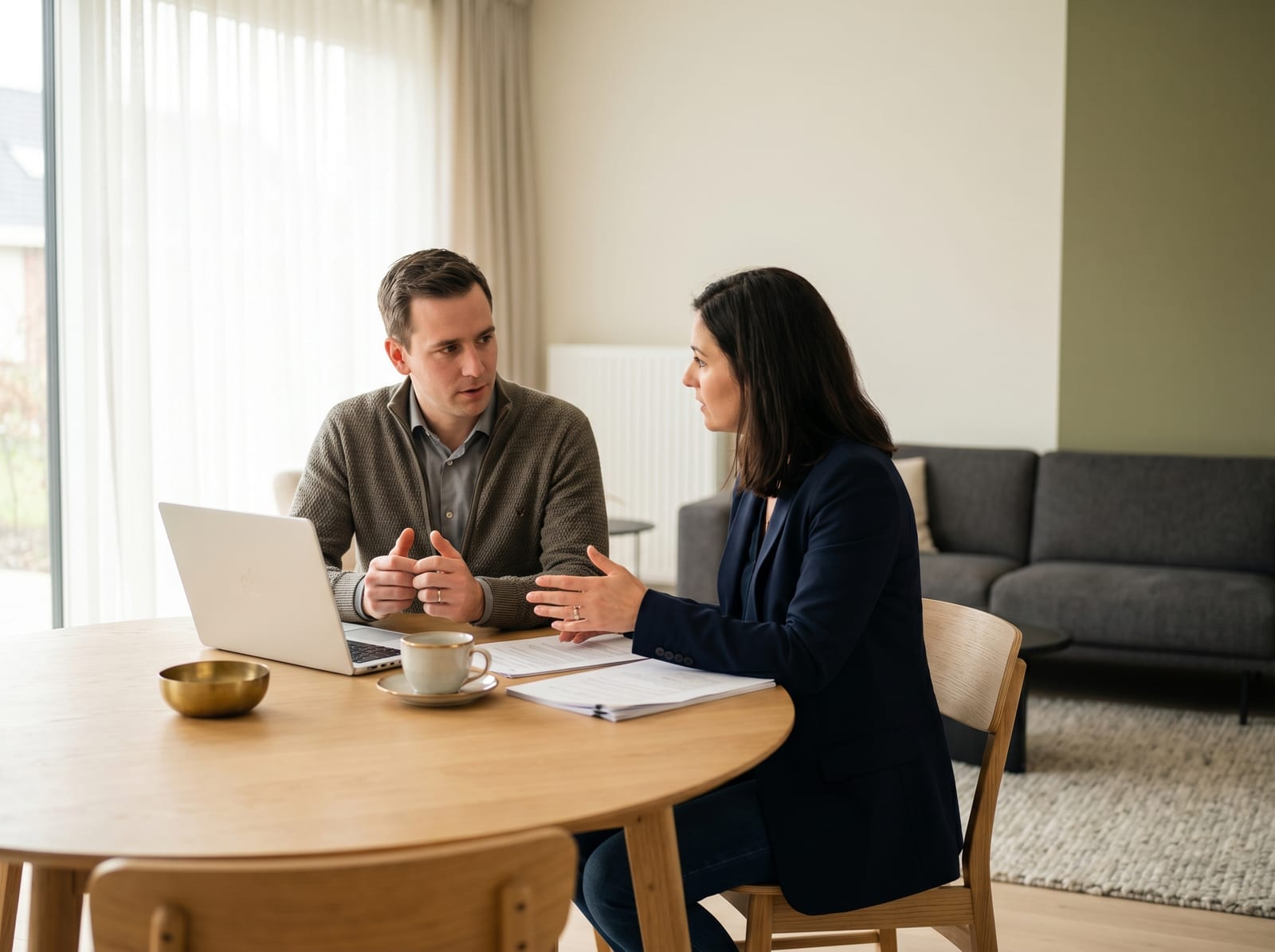 Tafelgesprek met documenten voor vastgoedbegeleiding